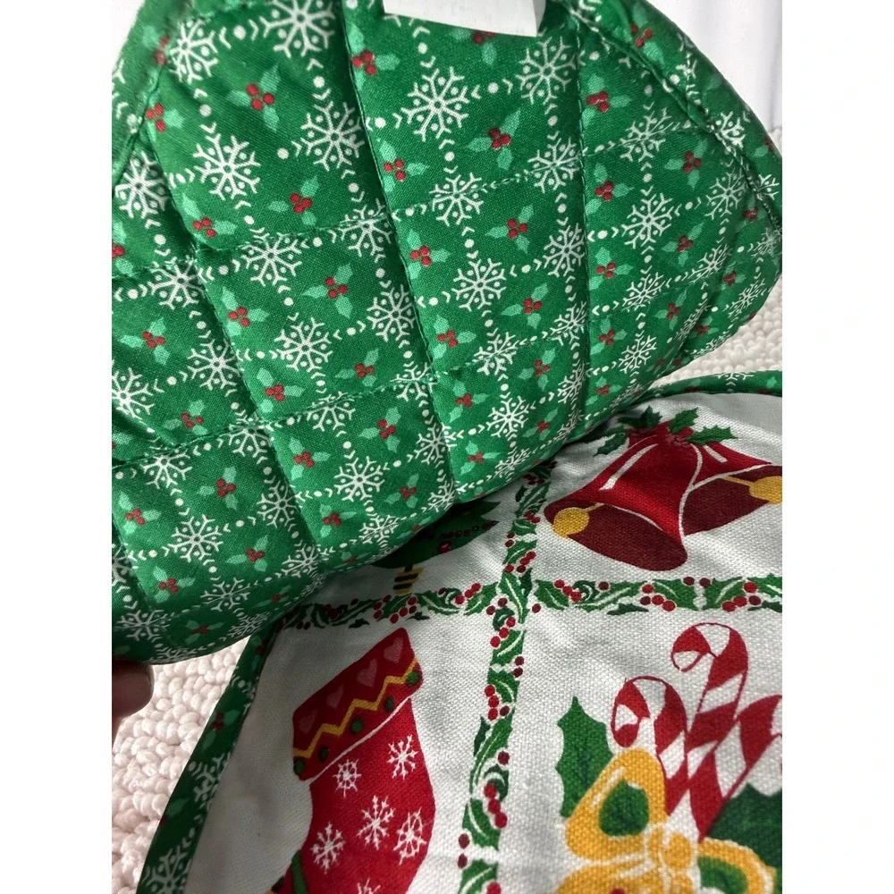 VTG Christmas Kitchen Towel Pot Holder‎ Set Holiday Festive Decor 5 Piece